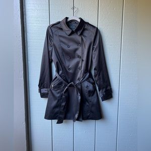 Yessica City Black Silky Trench Coat